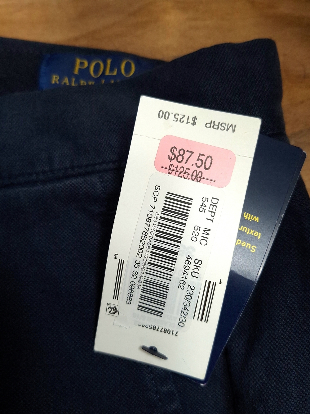 NWT Polo Ralph Lauren Navy Stretch Straight Fit Pants 35/32 - Picture 7 of 10